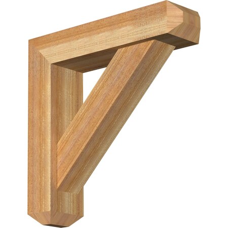 Traditional Craftsman Rough Sawn Bracket w/ Offset Brace, Western Red Cedar, 6"W x 24"D x 24"H